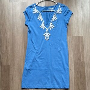 Lilly Pulitzer Blue Dress with White Embroidery
